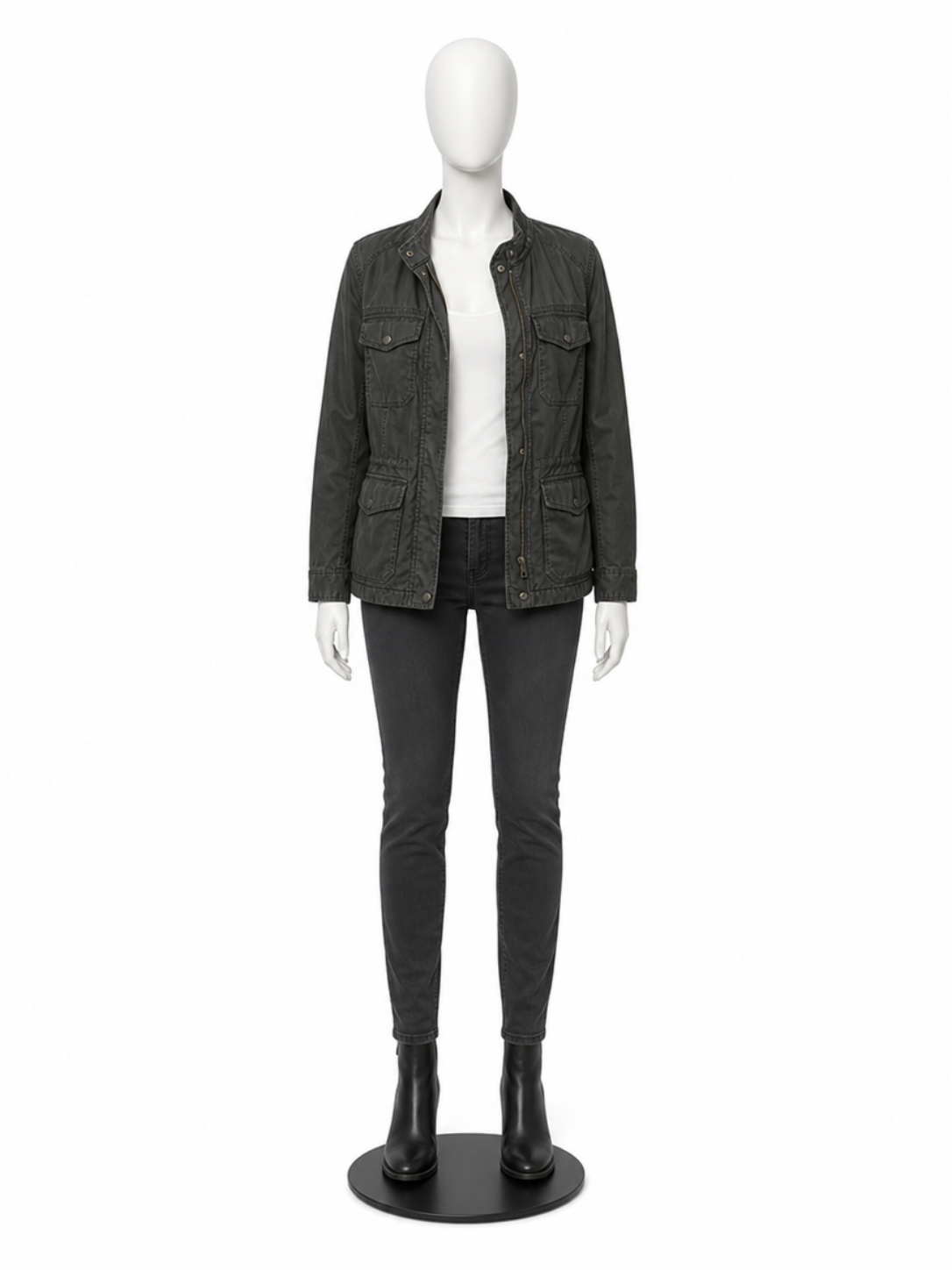 Kensie Jeans Olive Utility Jacket – Zip‑Up Casual Coat - Image 2