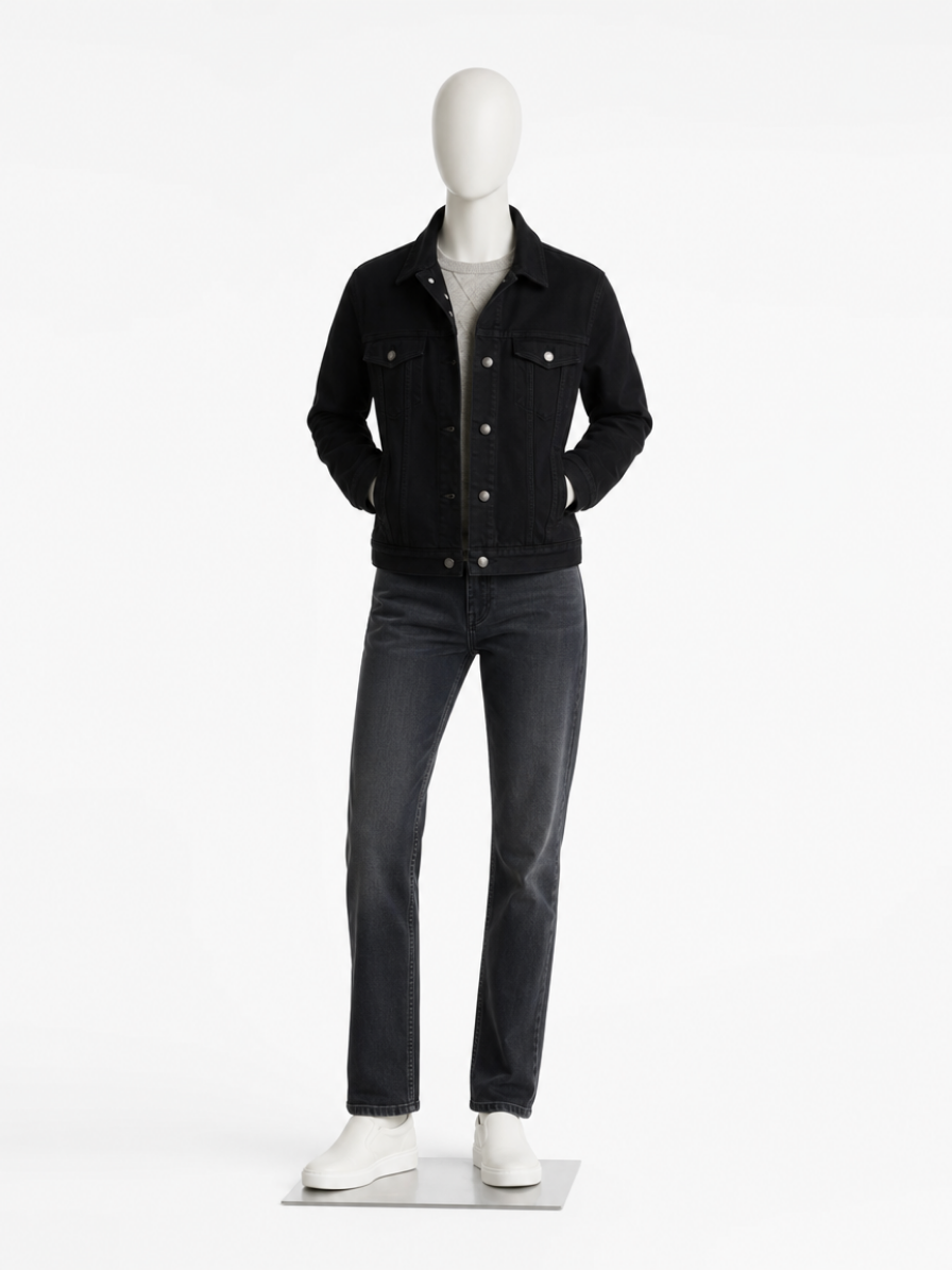 Black Hooded Snap-Front Textured Jacket Women's Casual Utility Style - Image 2