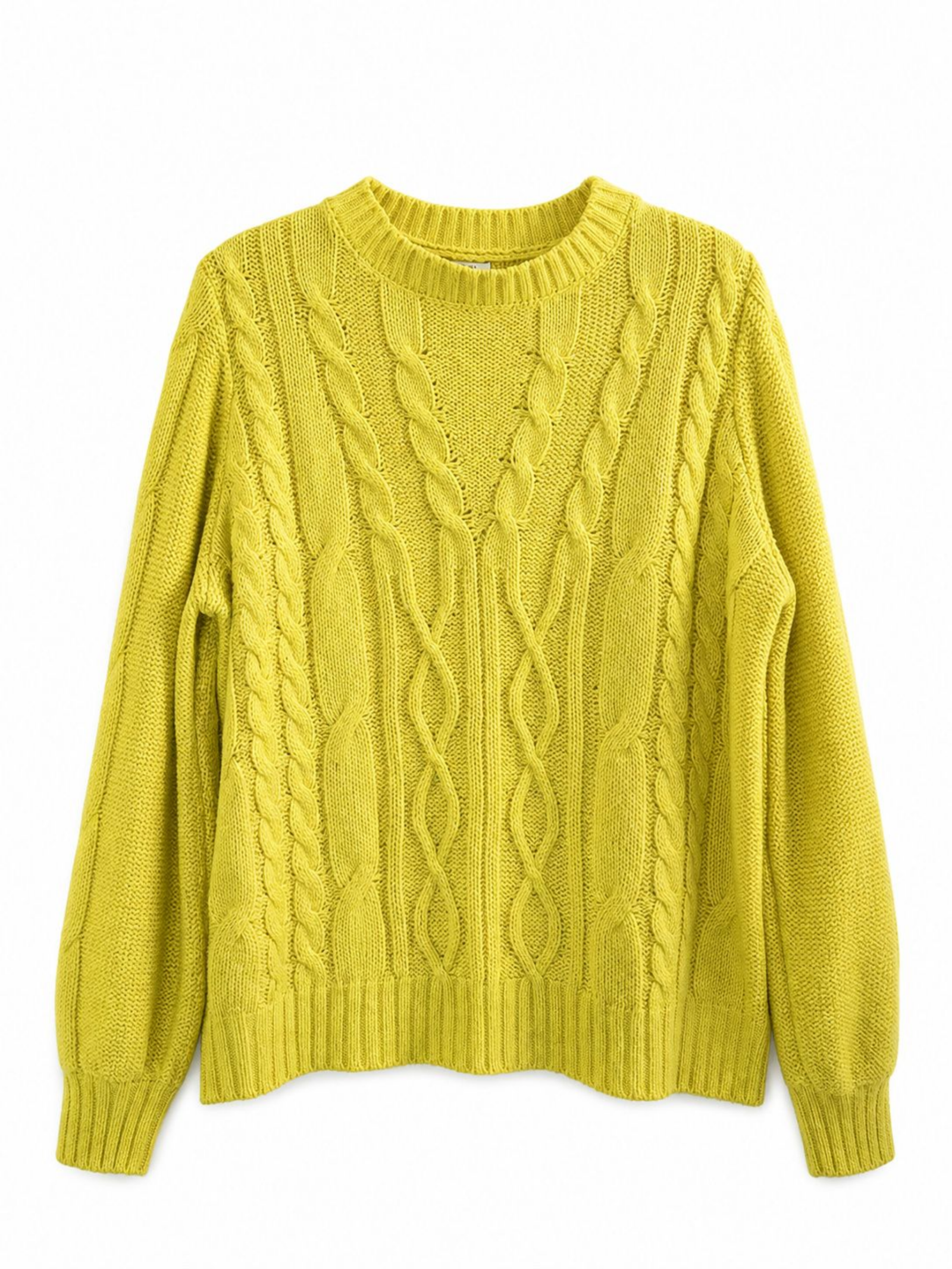 Crown & Ivy Yellow Cable Knit Crewneck Sweater Women's XL