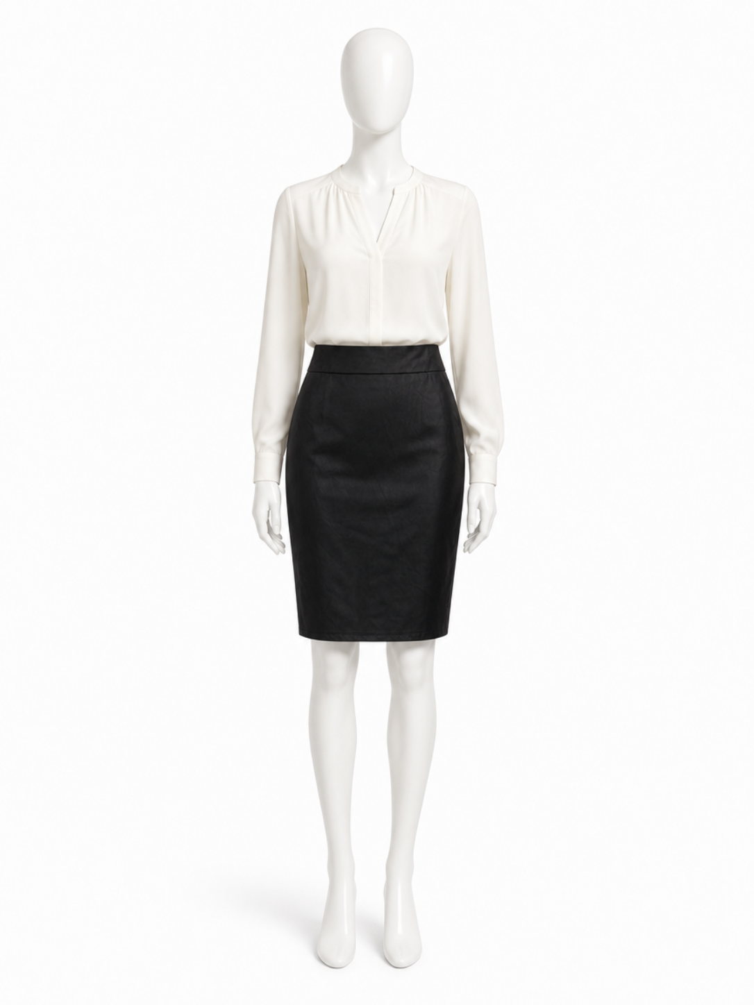 Simlu Black Pencil Skirt Women's Knee Length - Image 2