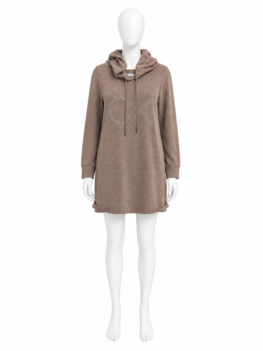 Calvin Klein Brown Rhinestone CK Logo Hooded Pullover Sweatshirt - Image 2