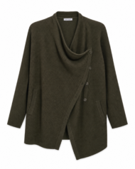 89th + Madison Olive Green Asymmetrical Cowl Neck Cardigan Sweater