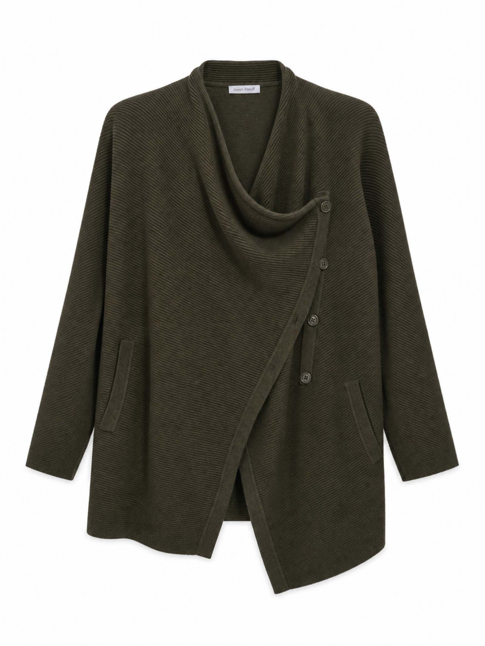 89th + Madison Olive Green Asymmetrical Cowl Neck Cardigan Sweater