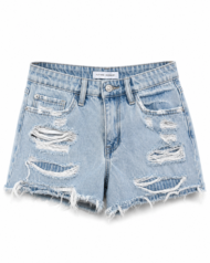 Flying Monkey Light Wash Distressed Denim Shorts Women's