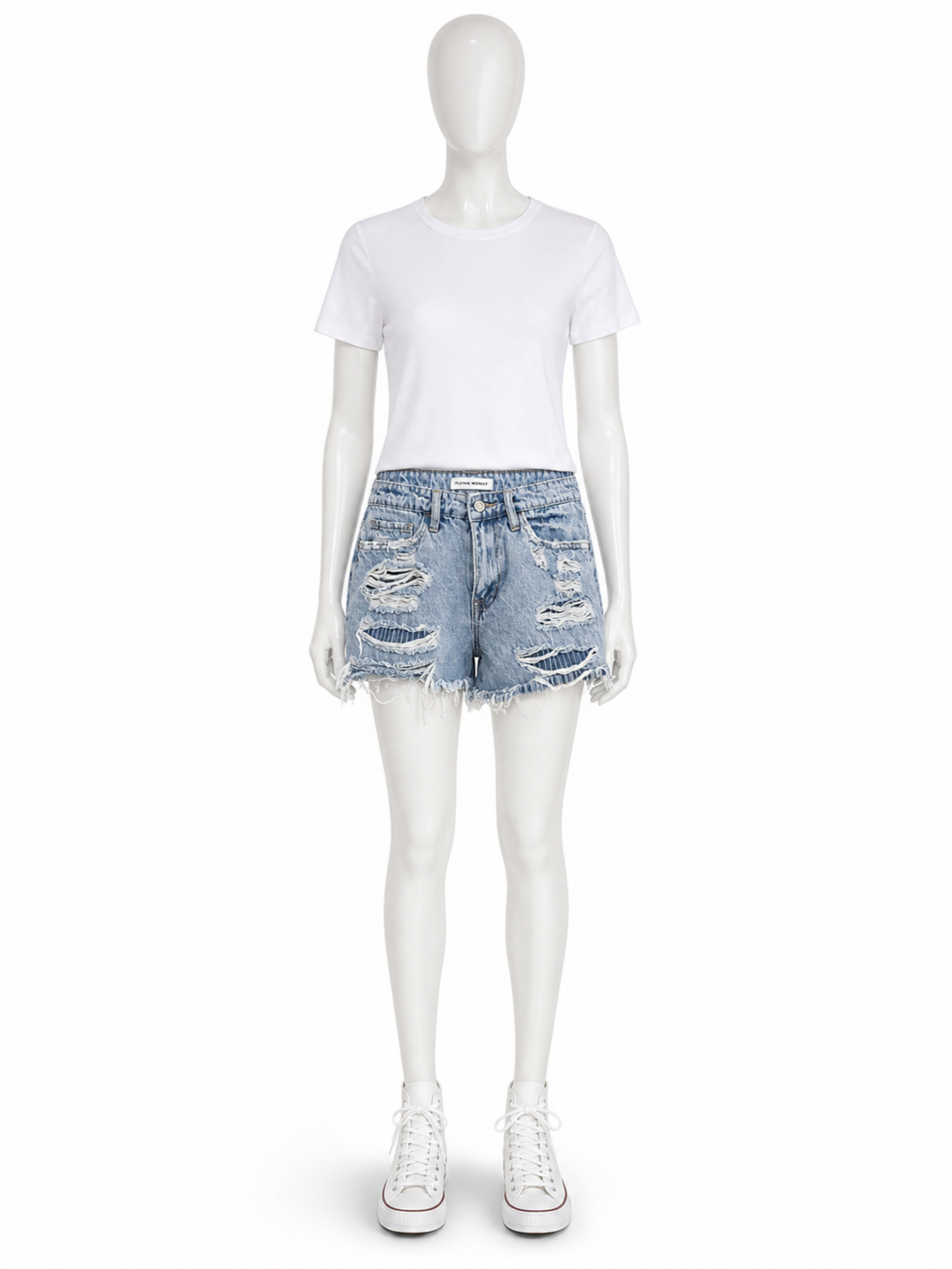 Flying Monkey Light Wash Distressed Denim Shorts Women's - Image 2