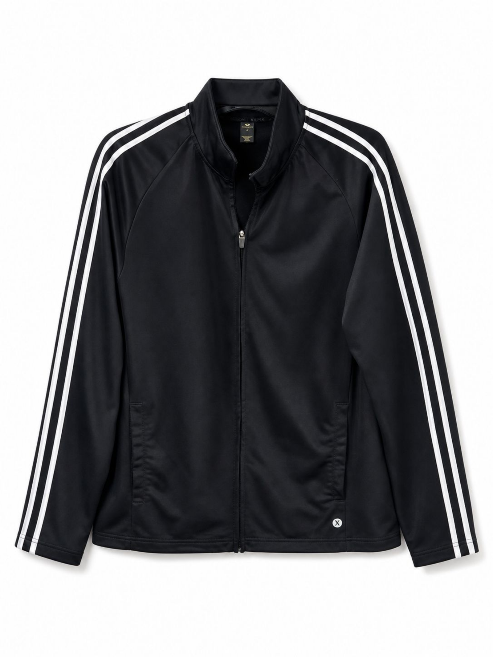 Xersion Women's XL Black White Stripe Full Zip Track Jacket