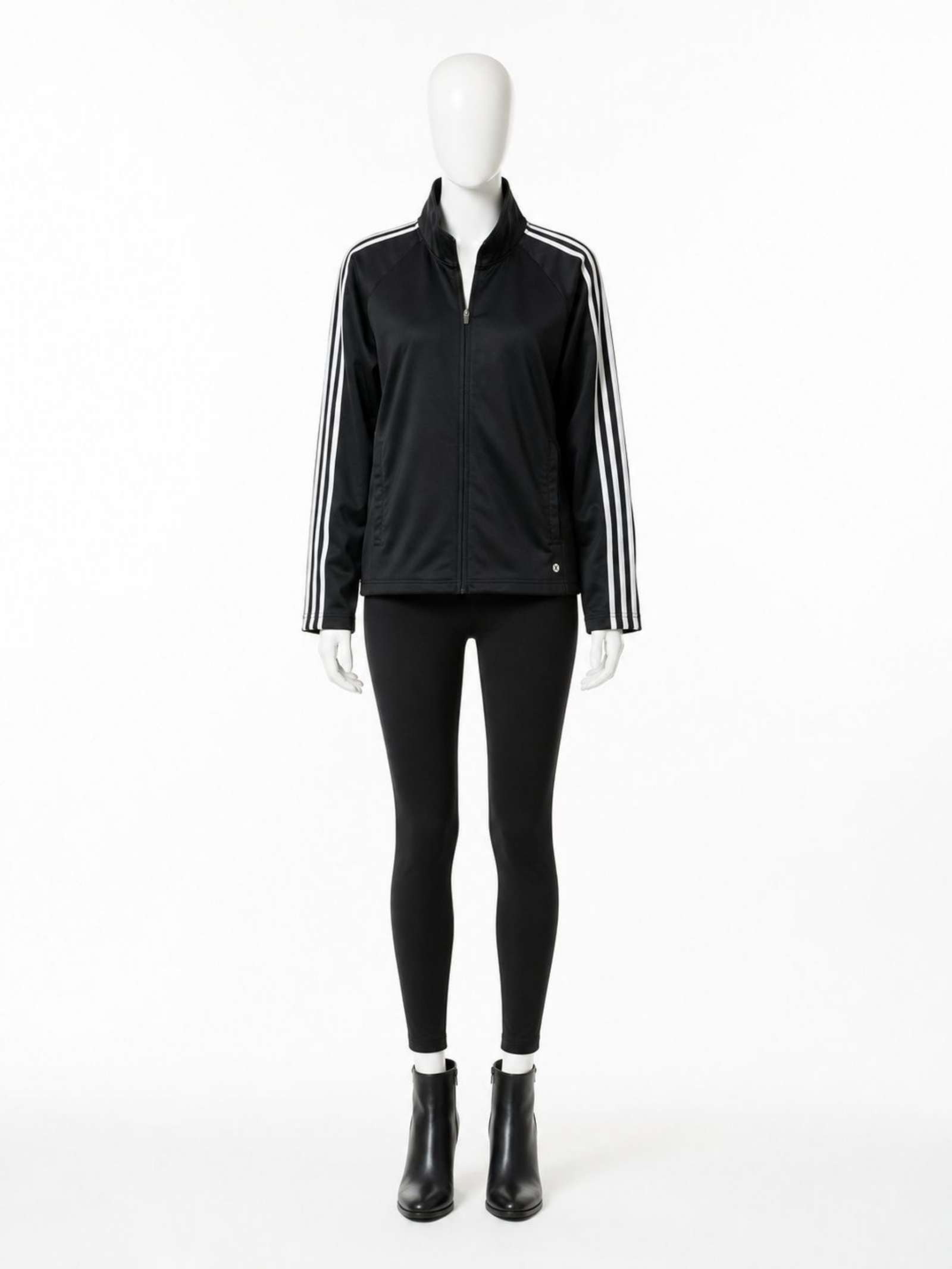 Xersion Women's XL Black White Stripe Full Zip Track Jacket - Image 2