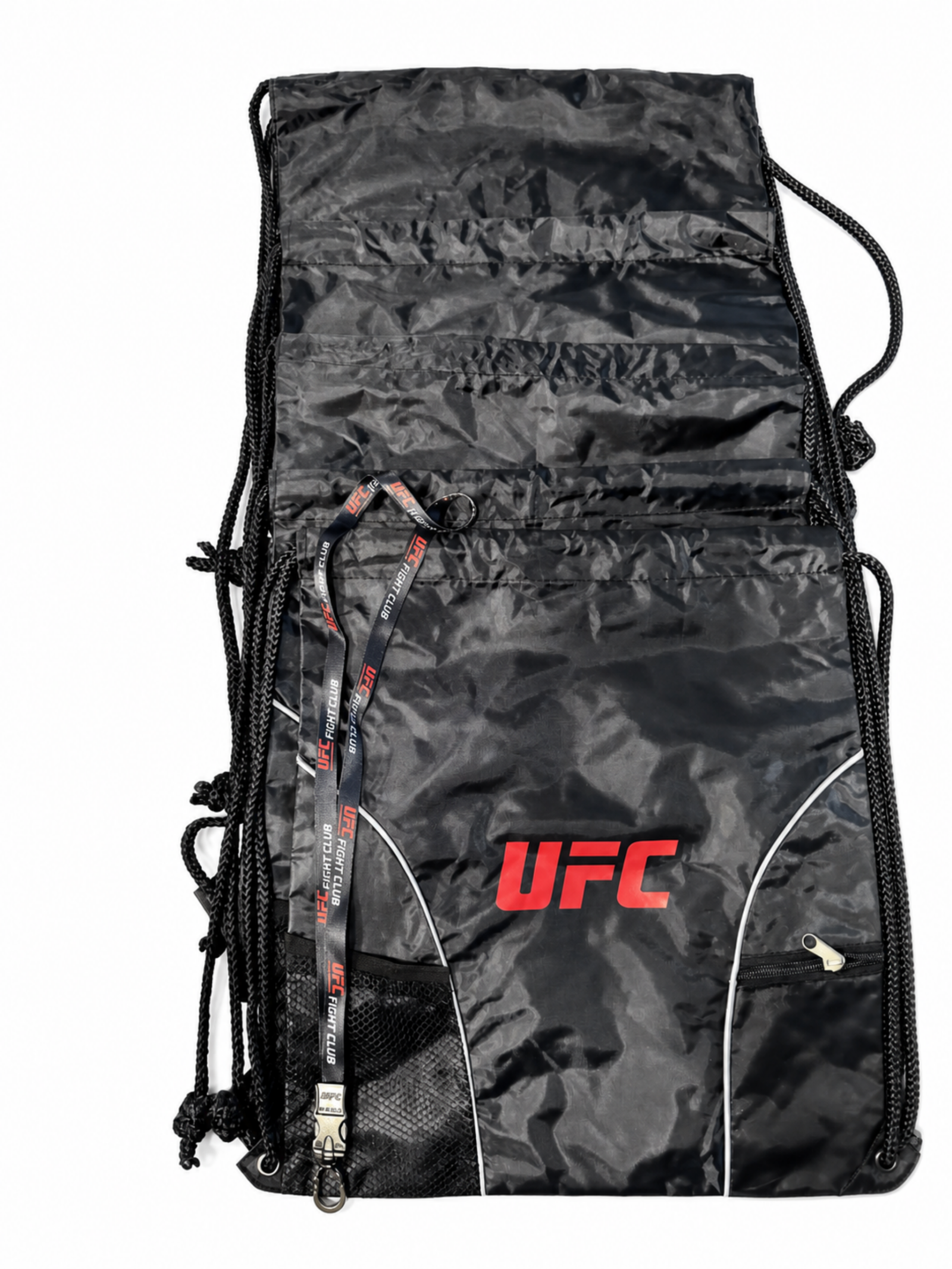 5 pack UFC Fight Club Drawstring Backpack Gym Bag Black Gray