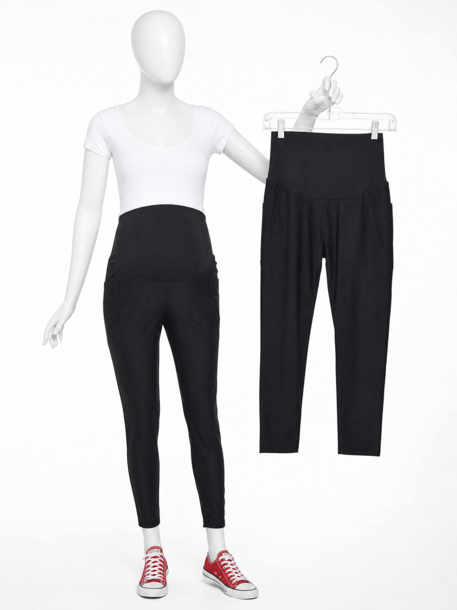 Bundle of 2 Black Over-Belly Full-Panel Maternity Leggings